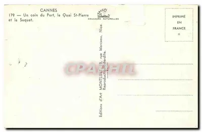 Cannes — Le Quai St-Pierre et le Suquet — Éditions d'Art Montluçon, Nice — Rewers