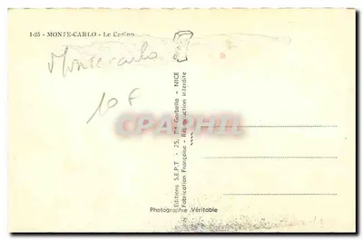 Monte-Carlo — O Casino — Edições S.E.P.T. — Verso