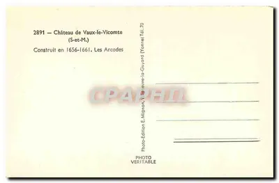 Zamek Vaux-le-Vicomte — Les Arcades — Wydawnictwo E. Mignon n°2891 — Rewers