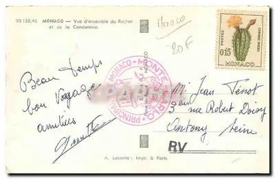 Mônaco — Vista geral do Rocher e da Condamine — A Cigogne — Verso