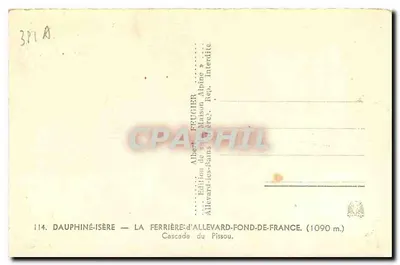 Dauphiné-Isère — La Ferrière d'Allevard — Cascata do Pissou — Edição Albert Feucher, Allevard-Fond-de-France — Verso