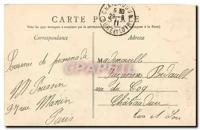 Buttes-Chaumont — Skale i most wiszący — Wydawnictwo E. L., Paryż — Rewers