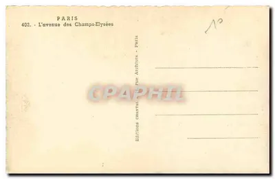 Paris - Avenida dos Campos Elísios — vista desde os Basques — Éditions Chantal — Verso