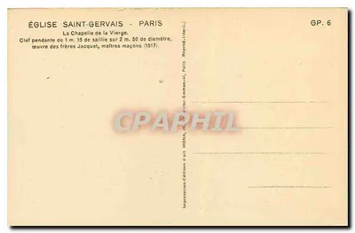 Igreja de Saint-Gervais - Paris — A Capela da Virgem — editor MONA, n° GP.6 — Verso