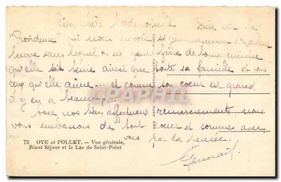 Riant-Séjour e o Lago de Saint-Point — Vista geral — Editor: Arts Mécaniques Paris, n°72 — Verso