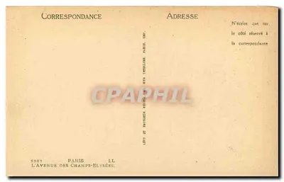 Champs-Élysées — widok w kierunku Arc de Triomphe — wydawca Lévy et Frères, nr 1087 — Rewers