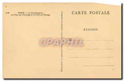 Paryż — Kwatera Conciergerie i Most do Zmiany — Wydawnictwo Artystyczne T.C., Aleja Victor-Hugo, Paryż — Rewers