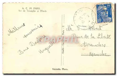 Arco do Triunfo — Paris — Foto Autêntica — Verso