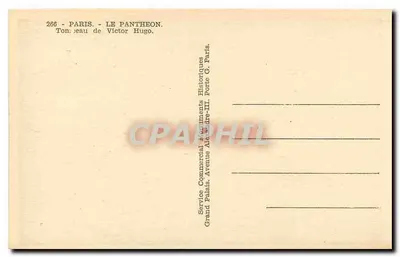 Grób Victora Hugo — Panteon — Service Commercial Historiques — Rewers