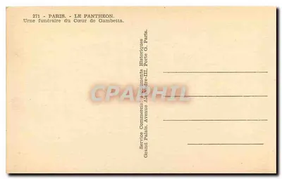 Urna funeraria del Corazón de Gambetta — París, El Panteón — Service Commerciaux Historiques — Reverso