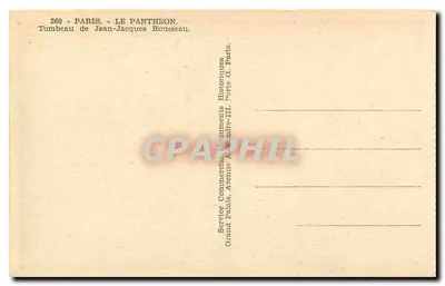 Tumba de Jean-Jacques Rousseau — Panteón, París — editor Service Commercial Monuments Historiques — Reverso