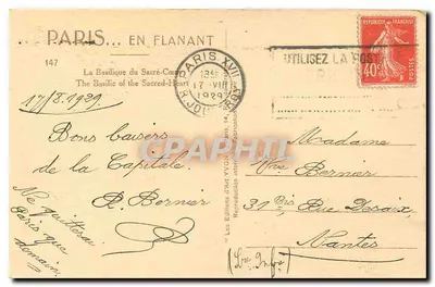 Basilica del Sacro Cuore — Parigi — Éditions d'Art Yvon, n°147 — Verso