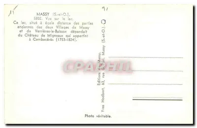Massy (S.-et-O.) — Vista sobre o lago — Éditions Hodbert — Verso
