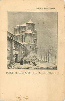 Igreja de Longpont — vista invernal com neve — Coleção Paul ALLORGE, n° 1820