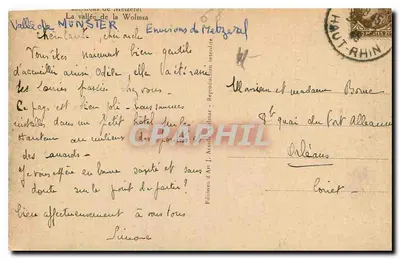 Vallée de Munster — Environ de Metzeral — Éditions de Metzeral — Rewers