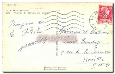 La Flèche (Sarthe) — Wieża Katedry Klasztoru Carmelitów — Fotografia Prawdziwa — Rewers