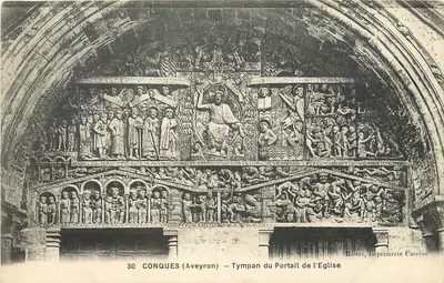 Conques (Aveyron) — Tympan do Portal da Igreja — Impressora Carrère