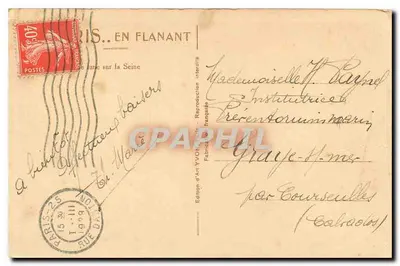 París sobre la Sena — vista nocturna con la Torre Eiffel — Edición d'Art Yvonn — Reverso