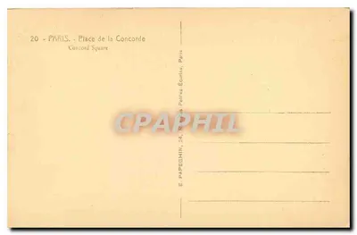 Place de la Concorde — Paris — Verlag E. Papeghin, Nr. 20 — Rückseite
