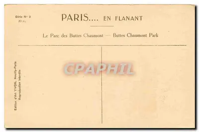 Il Parco delle Buttes Chaumont — Buttes Chaumont Park — Edizione d'Art YVON, N° 62 — Verso
