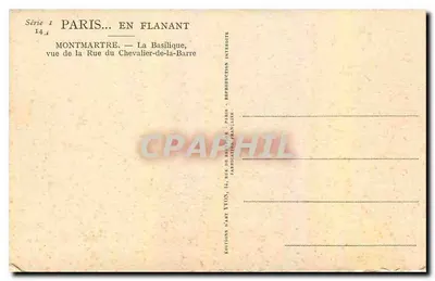 Montmartre — La Basilica, vista dalla Rue du Chevalier-de-la-Barre — Éditions Saint Yvon — Verso