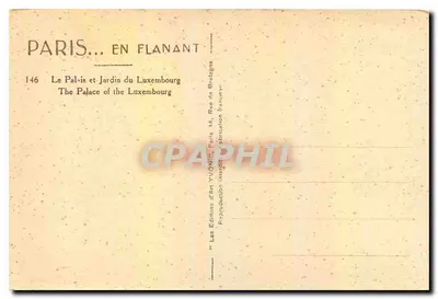 Palácio e Jardim do Luxembourg — Paris — Edições de Arte YVON — Verso