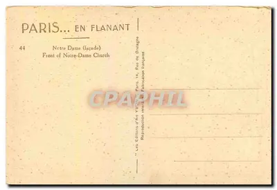 Notre-Dame de París — fachada — Les Éditions d'Art Yvon, n°44 — Reverso
