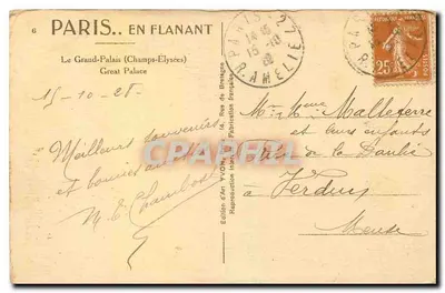 Der Grand Palais — Champs-Élysées — Kunstausgabe Yvon, n°6 — Rückseite