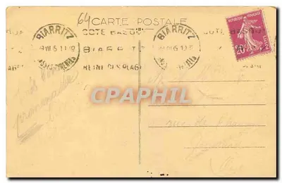 Biarritz — Efeito de onda no Rocher de la Vierge — G.H.V. n°37 — Verso