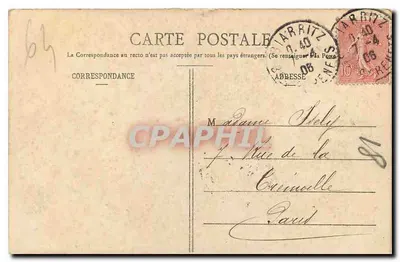 Biarritz Pittoresca — Ondata alla Côte des Basques — N° 114 — Edizione A. Simions — Verso