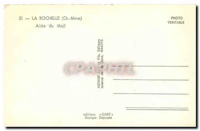 Allée du Mail — La Rochelle — Editores ArtAUD Fils & GABY — Verso