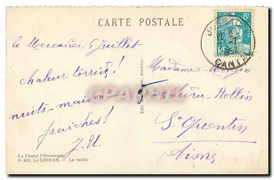 O Cantal Pittoresque — G 416, Le Lioran — A Vale — Édit. Aurillac — Verso