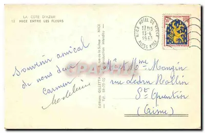 Widok Nicei — Côte d'Azur — Wydawnictwo Gilletta — Rewers