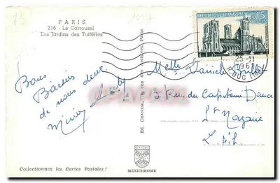 Les Jardins des Tuileries — Arc de Triomphe du Carrousel — éditeur MEXICHROME n°216 — Reverso