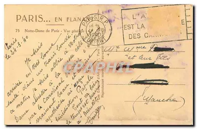 Notre-Dame w Paryżu — Ogólny widok — Wydawca: Les Éditions d'Art M.G. Paryż, nr 75 — Rewers