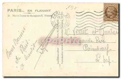 Notre-Dame w Paryżu — widok z placu R. Viviani — Wydawnictwo Sztuki — Rewers