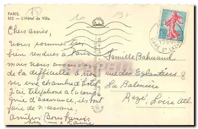 Widok Hotełu Miasta Paryża — wydawca Léon Lévy, n° 522 — Rewers