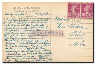 Ponte Alexandre III — Paris — editor PARAS, número de série não visível — Verso
