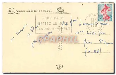 Paryż — Panoramiczny widok z katedry Notre-Dame — Wydawnictwo L'Énigme — Rewers