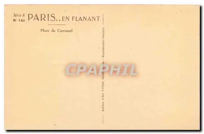 Place du Carrousel — Paryż — Wydawnictwo Art YVON, N° 142 — Rewers