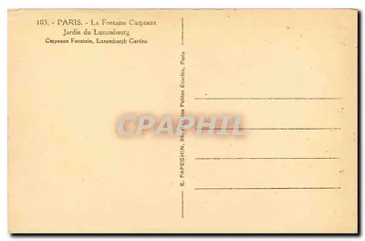 La Fontaine Carpeaux — Giardino del Luxembourg — E. Papeghin, 24, rue des Petites Écuries, Parigi — Verso