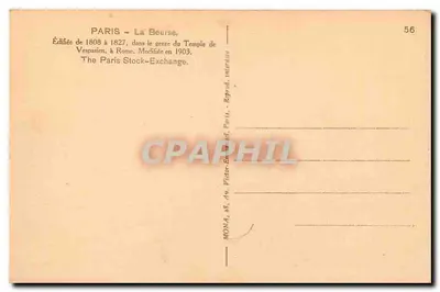 Paris - Die Börse — errichtet 1808-1827, verändert 1903 — Verlag MONA — Rückseite
