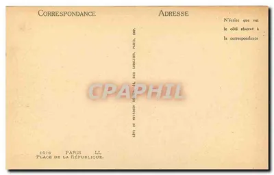Place de la République — Paris — éditeur LL, n° 1676 — Verso