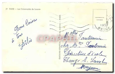 Paris — As Colunatas do Louvre — Edições Chantal, n°39 — Verso