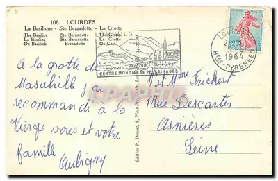 Lourdes — A Basílica e a Gruta — Edição P. Doucet, n°106 — Verso