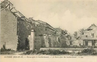 Fazenda após o bombardeio — Guerra 1914-15-16 — Vise Paris 122