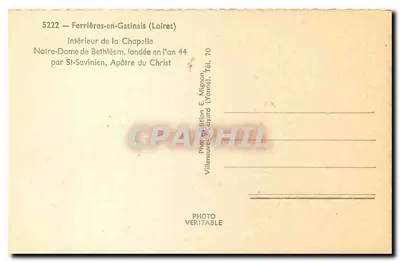 Ferrières-en-Gatinais — Wewnętrzny widok kaplicy Najświętszej Maryi Panny z Betlejem — Wydawca E. Mignon — Rewers