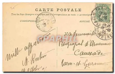 Tarbes — Les Allées Carnot e a Caserne — A. Villatte, editor, Tarbes — Verso