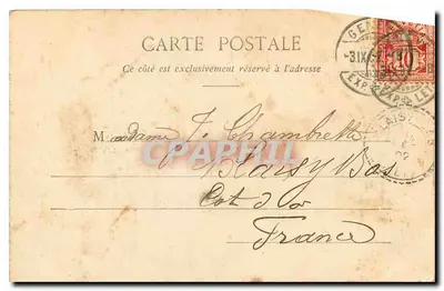 Culoz - Castelo de La Fléchère — Bilhete postal antigo editado por Culoz, número de série não visível — Verso
