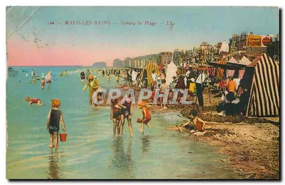 Bilhete postal antigo Malo les Bains Cenas de Praia